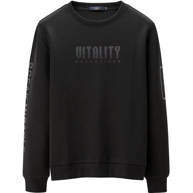 HLA海澜之家字母款圆领卫衣2019秋季空气层时尚套头衫HNZWJ3R068A