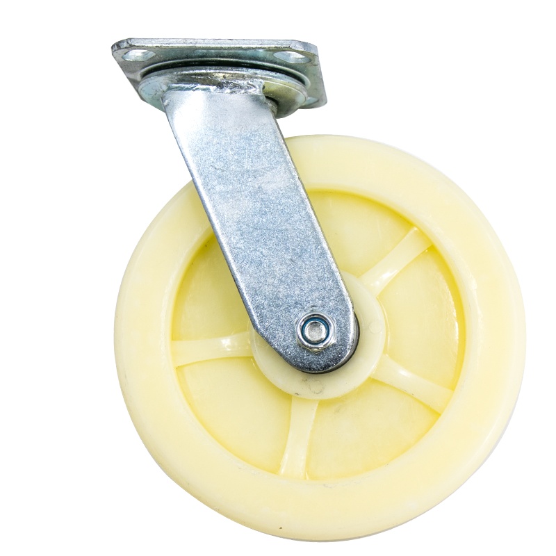 海斯迪克 HKZ-22 白色加厚尼龙轮 工业脚轮 推车轮子定向万向轮 8寸重型(万向轮)