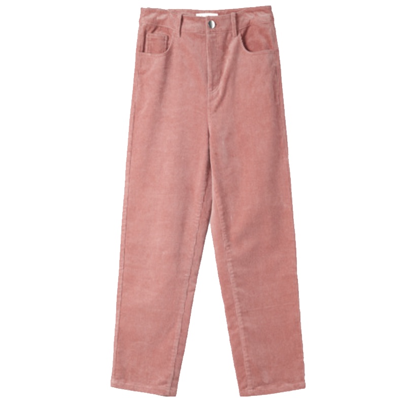 【专柜同款】拉贝缇灯芯绒休闲裤女装2019新款秋冬季高腰宽松直筒显瘦九分裤子60009381