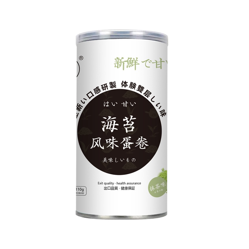 井士多休闲零食食品海苔蛋卷抹茶口味110g/罐
