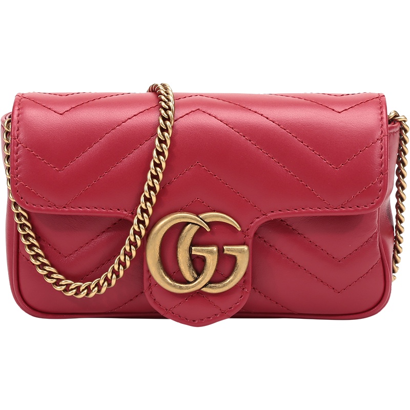 GUCCI 古驰 女士 GG Marmont系列皮革绗缝手拿包单肩斜挎包迷你款 476433 DTDCT