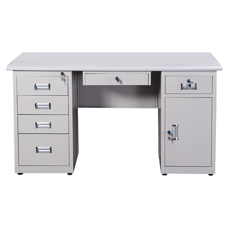 汉诺鑫威1.2米1.4米1.6米钢制办公桌 铁皮电脑桌财务桌子写字台带锁带抽屉[工厂现做 7天内发货]