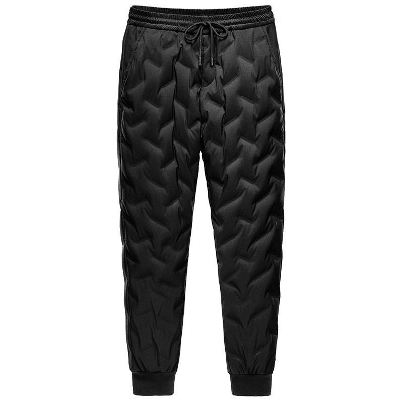 简号男士冬季休闲保暖羽绒裤轻便防风防水修身潮流时尚鸭绒羽绒裤