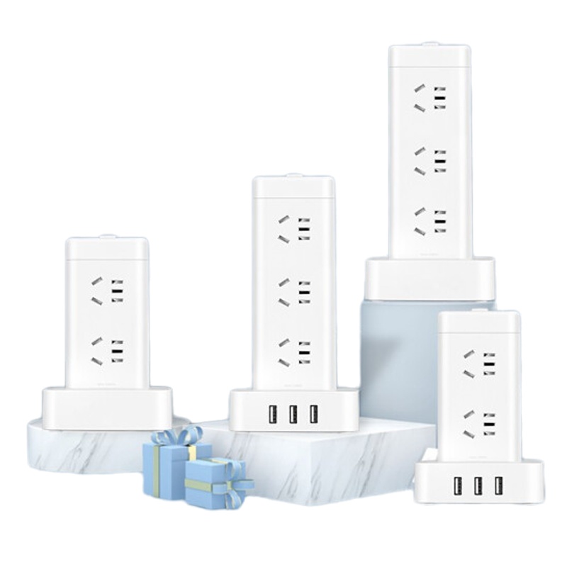 立式插座带usb多孔排插办公插座多功能立式插线板塔式接线板 12个插孔带USB插孔,线长1.7m