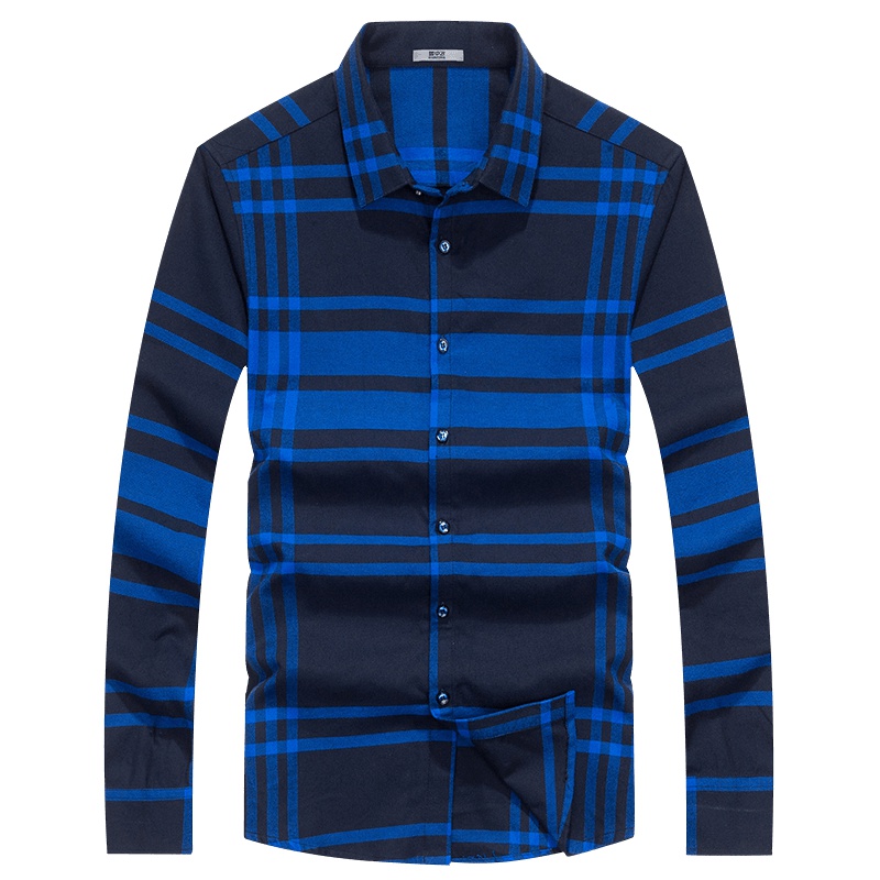 雪中飞男士长袖衬衫商务休闲翻领格子衬衣