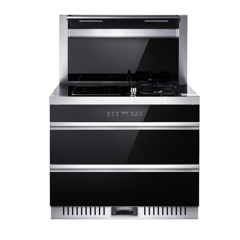 尊威集成灶一体式家用消毒柜蒸烤箱自动清洗侧吸式下排式|消毒柜气电两用款J18(天然气)