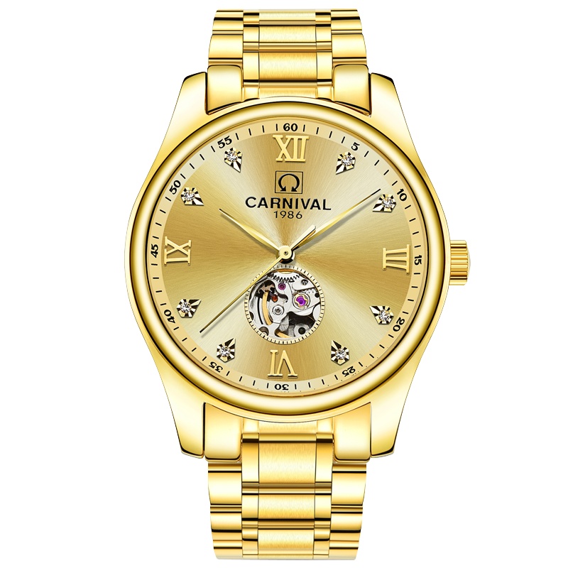 正品嘉年华Carnival男士手表全自动机械表 男表镂空金属精钢防水全金商务手表男夜光腕表个性休闲时尚8790