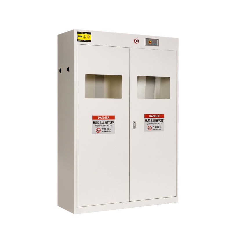 臻远气瓶防爆柜 黄色三瓶一代报警器