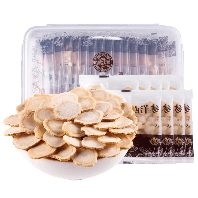 谷记老谷头(GUJI LAOGUTOU) 西洋参片 120g 独立包装 乐扣盒 家庭装 煲汤泡酒 滋补保健