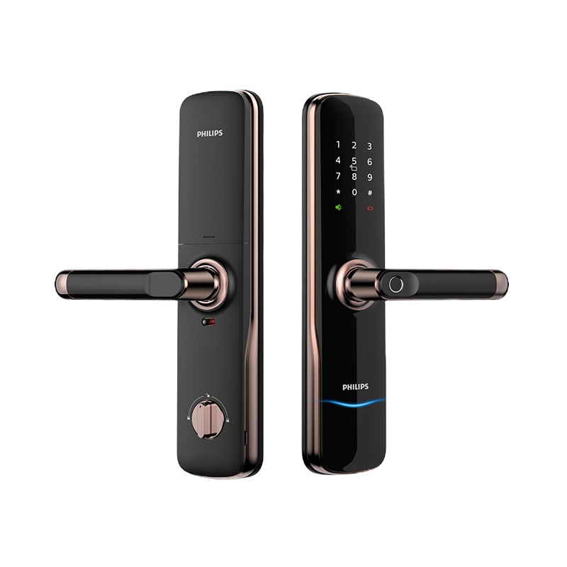飞利浦(PHILIPS)DDL602K 智能锁指纹锁家用自动执手密码锁 智控防盗门电子锁 红古铜