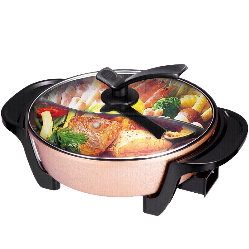 九阳(Joyoung)电火锅 JK-50H9 鸳鸯锅 荷叶不沾食品级涂层 自动断电支持温度调节 3-6人