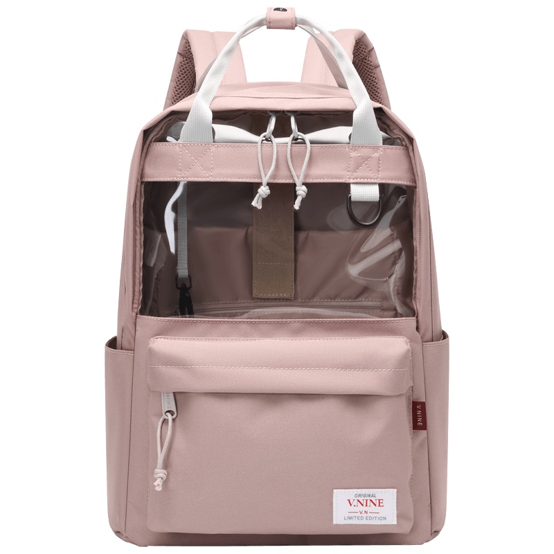 第九城（V.NINE） 双肩包女士背包透明果冻包包学院夏风休闲书包男电脑包