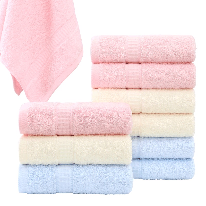 洁丽雅毛巾10条装 纯棉洗脸家用成人柔软吸水男女洗澡大毛巾 814-1