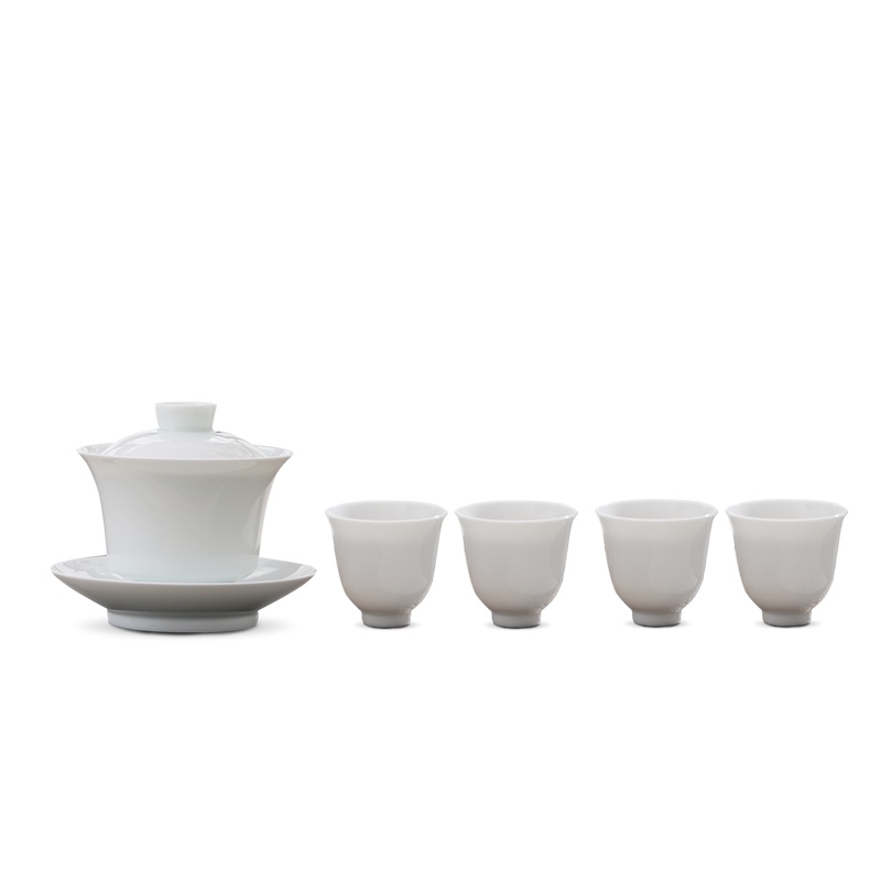 景德镇旗舰店手工陶瓷简约家用三才盖碗茶杯套装限量版白瓷茶具