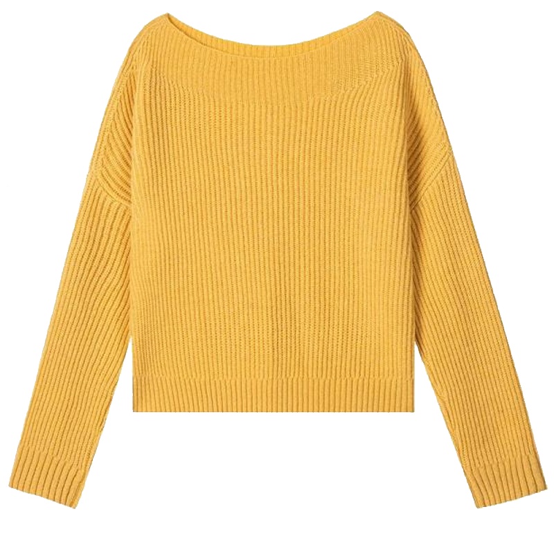 拉夏贝尔全羊毛针织衫春季时尚条纹纯色百搭圆领套头毛衫女10018228