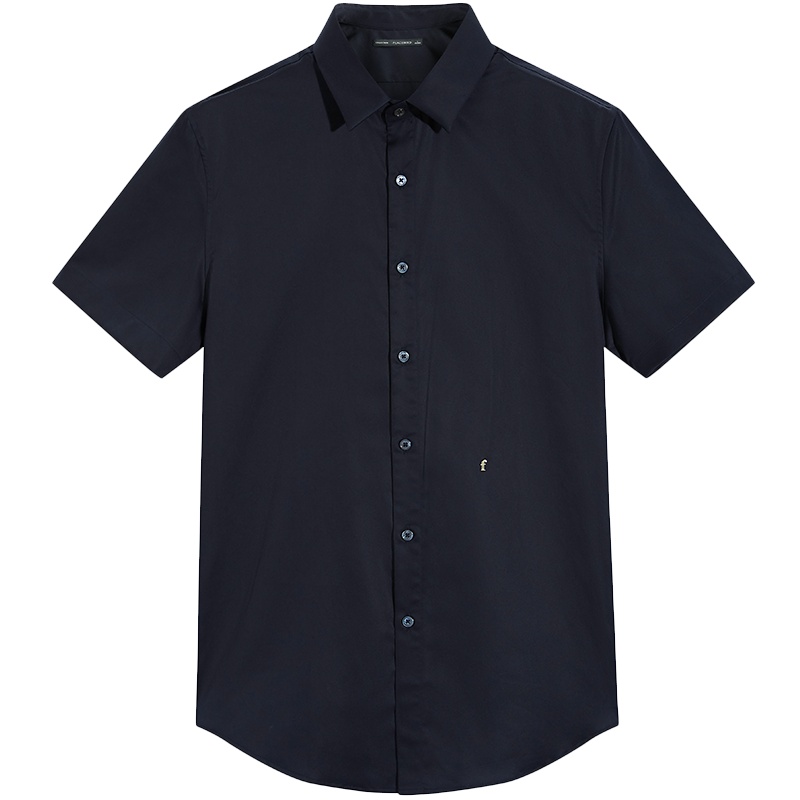 太平鸟男装2019夏季新款撞色刺绣短袖时尚休闲青年翻领衬衣潮