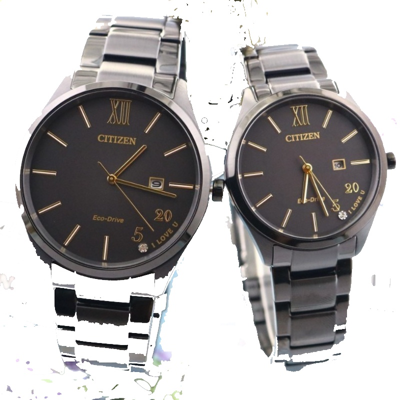 国行 西铁城(CITIZEN)光动能520表白神器黑凤梨芯爱款情侣女表EW2457-85E