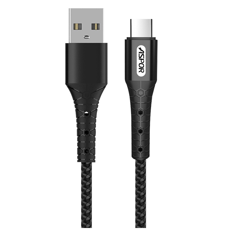 [以换代修]ASPOR TYPE-C接口手机数据线 2.4A快充手机充电线 安卓数据线小米VIVO华为OPPO通用1米黑