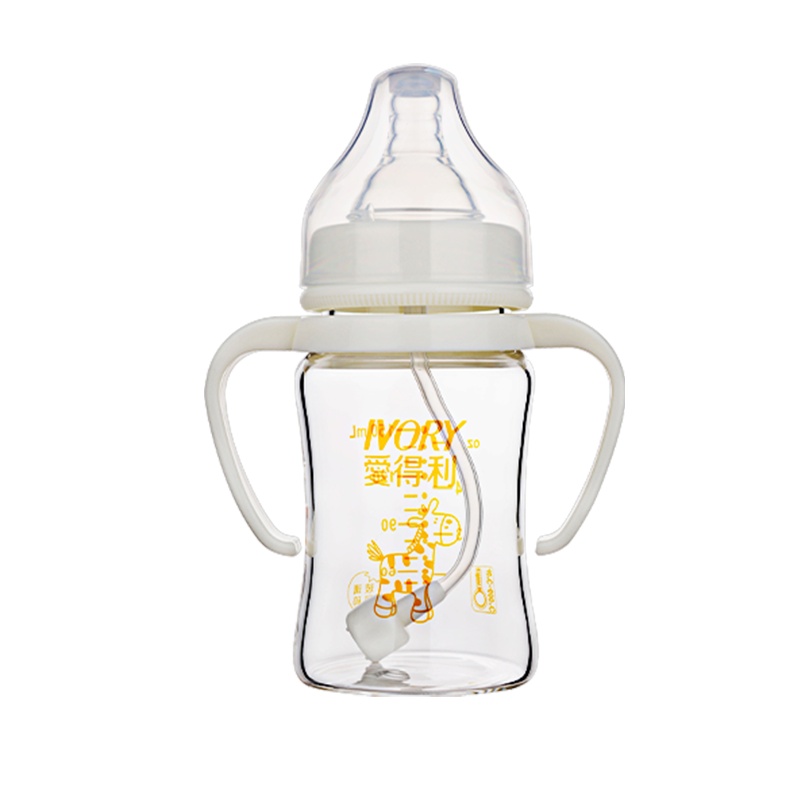 爱得利IVORY奶瓶晶钻玻璃宽口径奶瓶宝宝带柄新生儿奶瓶自动150mL A100