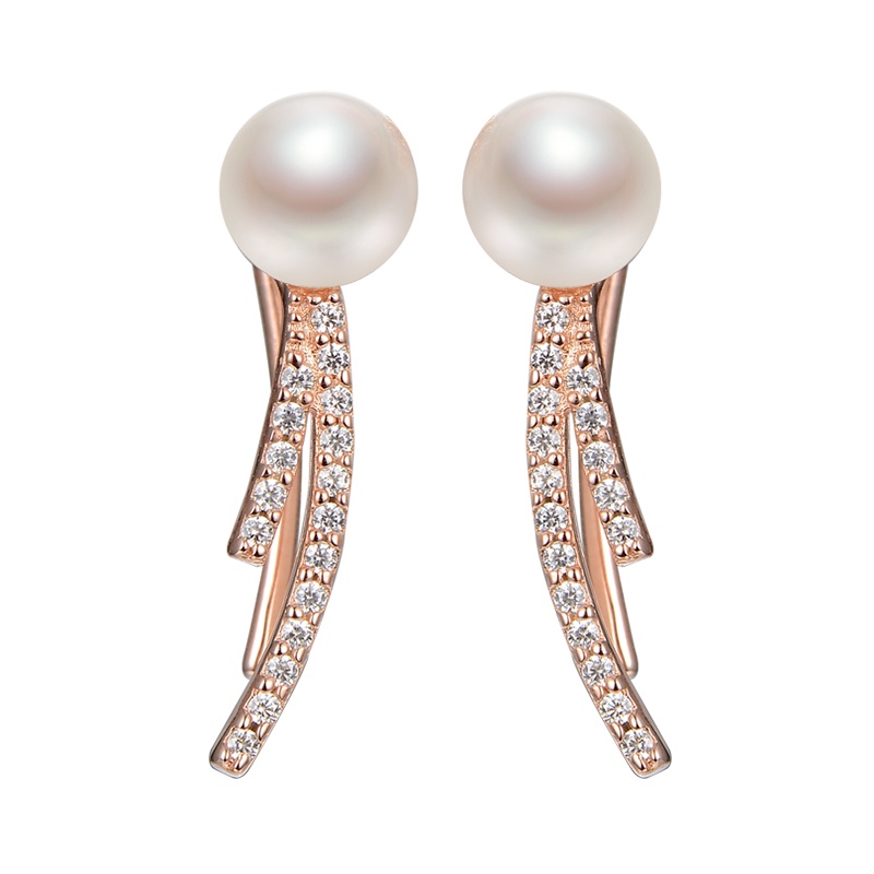 京润珍珠 淳华 S925银淡水珍珠耳钉 6-7mm 馒头珠耳饰 珠宝女 珠宝宠自己送妈妈