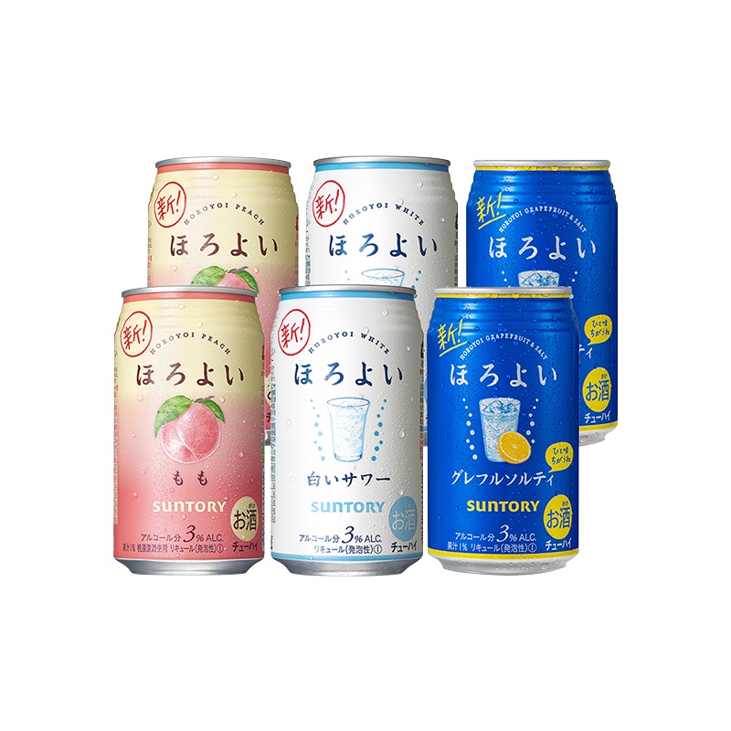 和乐怡(HOROYOI)三得利 预调酒 鸡尾酒混合口味(白桃+盐西柚+乳饮料) 350ml*6 日本进口罐