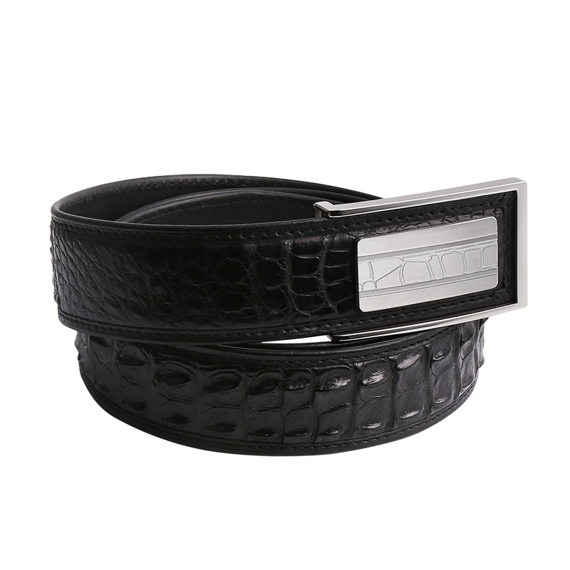 鳄鱼皮男士皮带男式皮带鳄鱼皮板扣男士裤带男式裤带鳄鱼皮男士裤腰带鳄鱼皮男式裤腰带PD181235-1Y银色