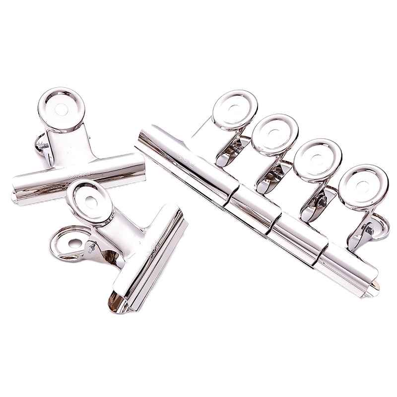 得力9524票夹 圆形铁夹子 大号中号小号 财务文件票据夹 金属 38mm 5包30只装