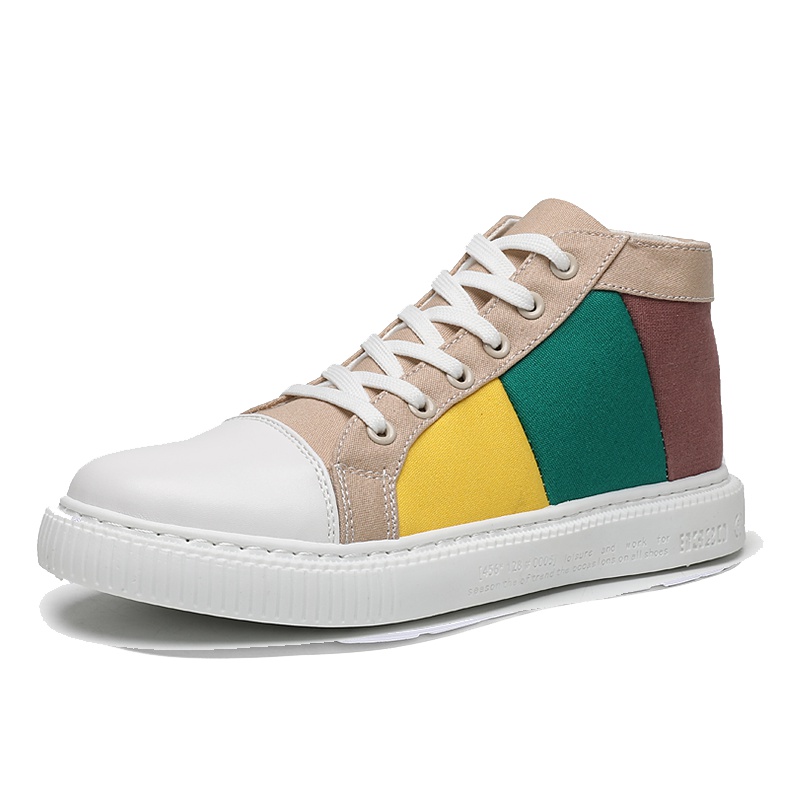 ins男鞋2019秋季高帮休闲鞋韩版户外运动板鞋拼色帆布鞋百搭潮鞋