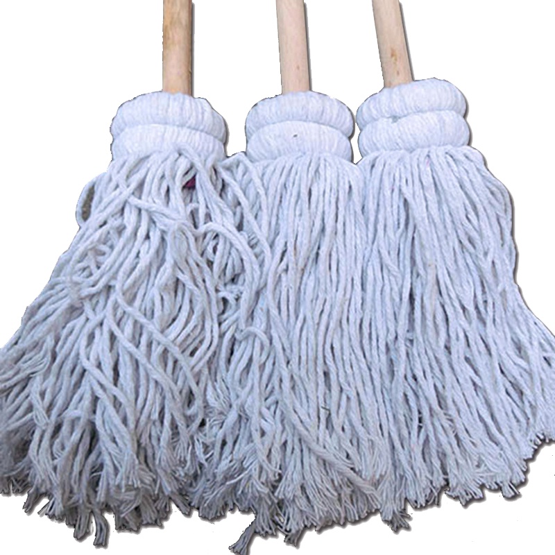 [规格:10个装 包送货]线绳拖把 大号圆头白线拖把 棉线老式拖把 家用多用木地板棉纱水拖 棉布实木柄拖把墩布排拖