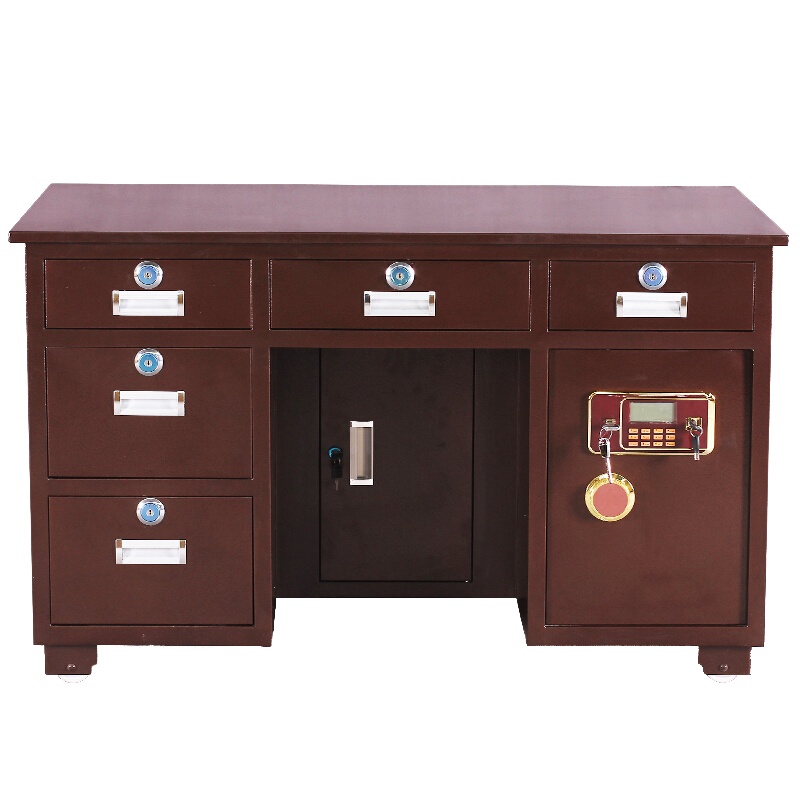 [一鹏]保险桌1.3米财务办公桌带保险柜指纹锁财务保险桌