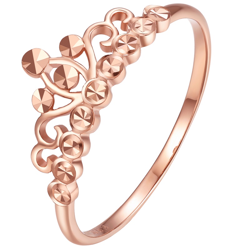 周大生 18k金皇冠戒指女 优雅玫瑰金正品新款Au750k金 送礼佳品