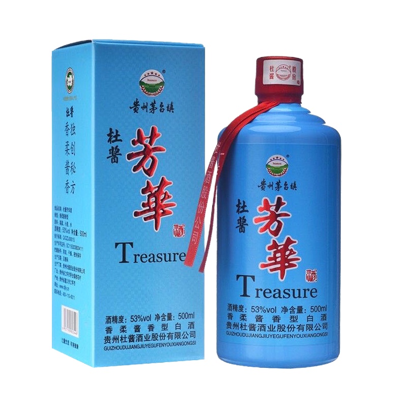 杜酱53度芳华香柔酱香型白酒(内含3只手提袋)500ml*6瓶