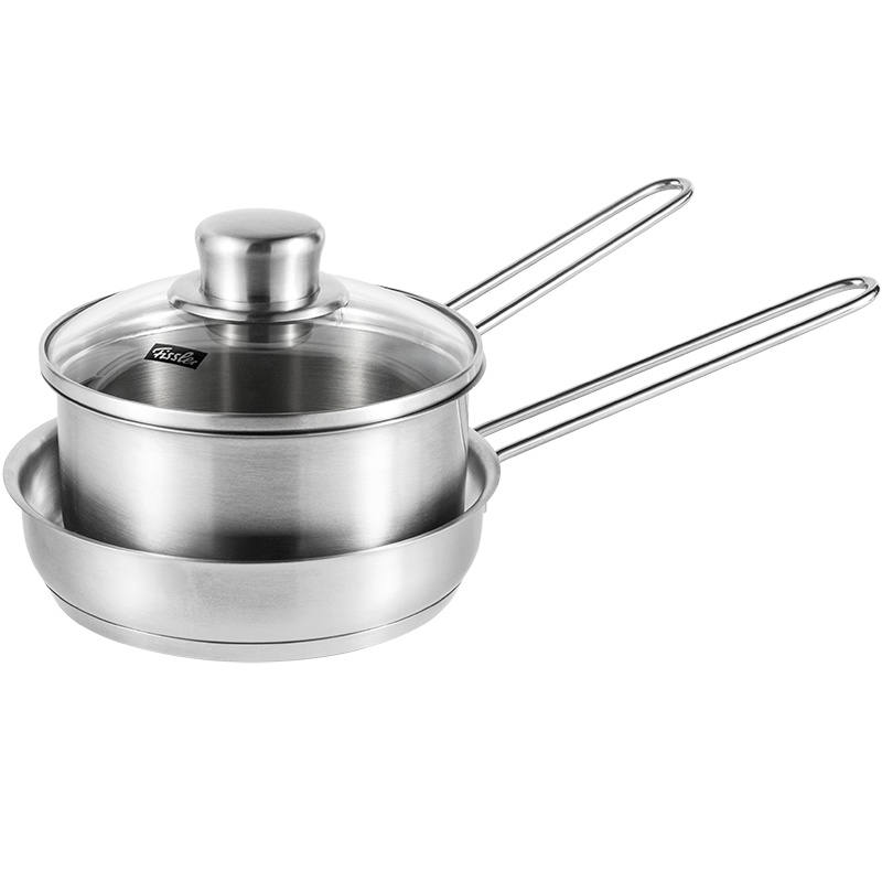 德国菲仕乐/Fissler 两件组套装带玻璃盖礼品套锅 不锈钢奶锅煮锅炖锅煎锅 多用途304不锈钢燃气灶电陶炉电磁炉通用