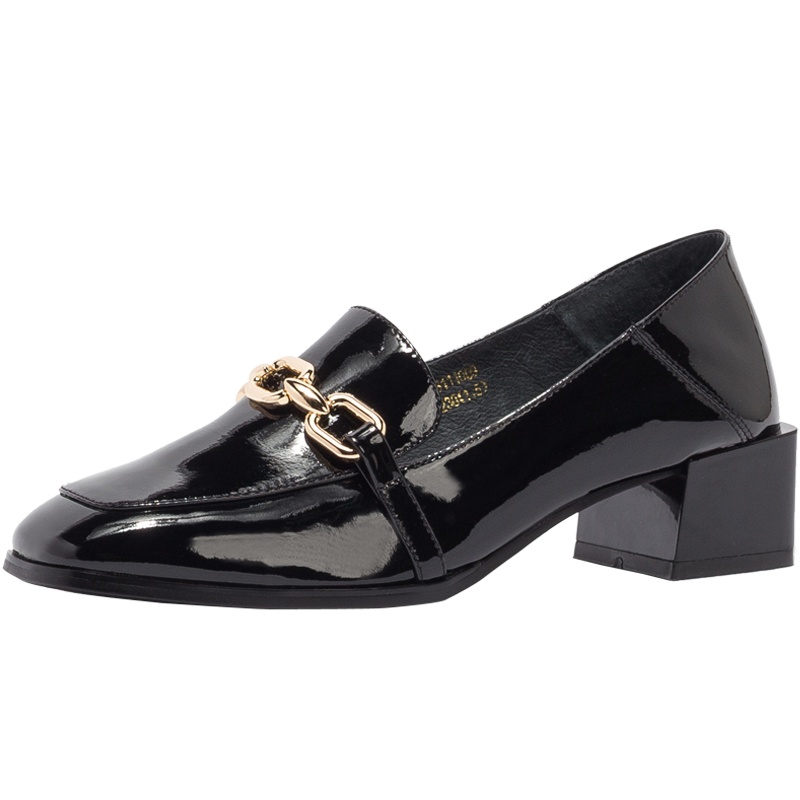 St&Sat/星期六新款一脚蹬乐福鞋方头粗跟浅口女单鞋SS03111009