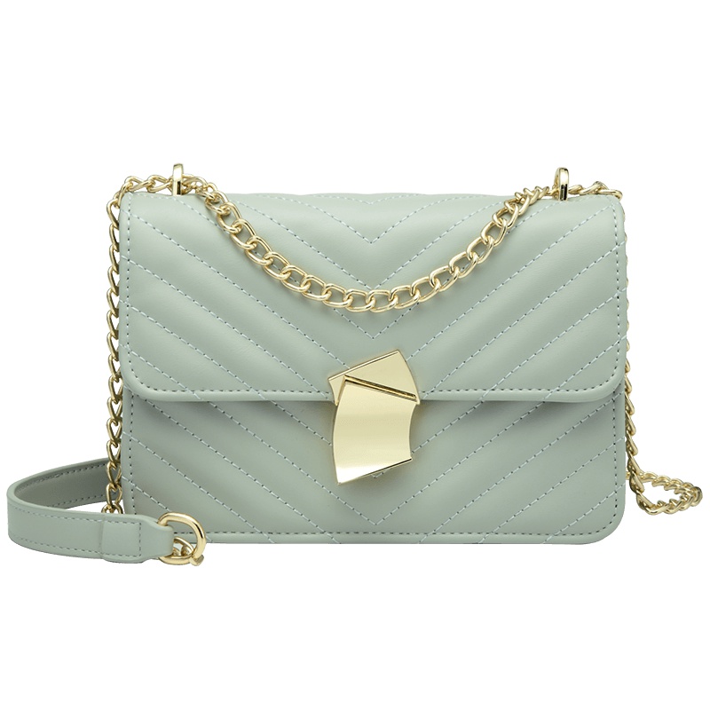 第九城（V.NINE） 单肩包女士包包2019新款条纹时尚斜挎包休闲简约链条包