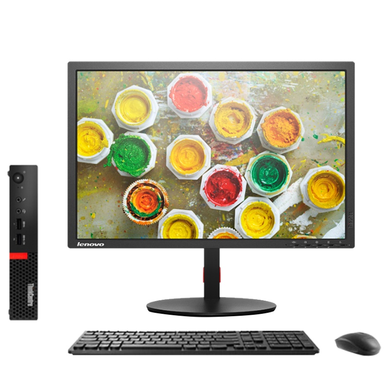 联想(ThinkCentre)M720q 台式电脑套机(i5-9500T 4GB 256GB W10 )T2254 22英寸VGA+DVI接口