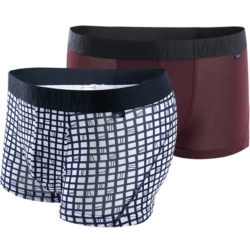 HLA海澜之家时尚字母针织平角短裤热卖舒适透气男士内裤HUKAJ1E027A