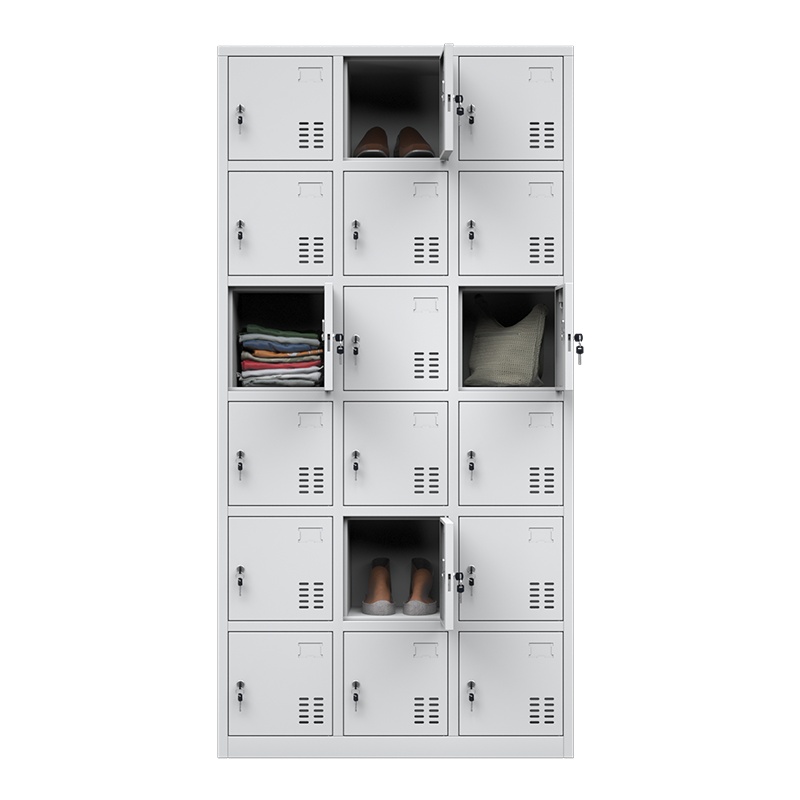 永格办公室钢制文件柜凭证抽屉资料柜档案员工更衣柜带锁矮柜储物柜子十八门更衣柜