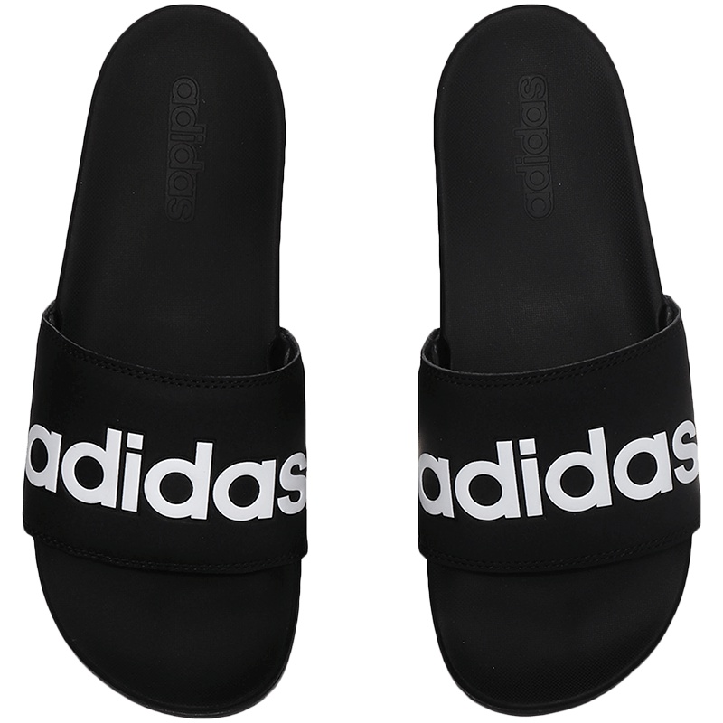 adidas阿迪达斯男子拖鞋一字拖沙滩拖休闲运动鞋B42207 B422071号黑色+亮白