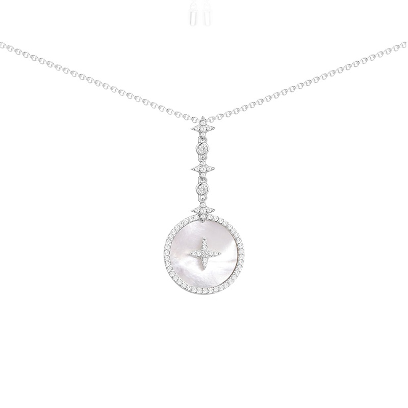 APM Monaco星星母贝项链女S925银锁骨链毛衣链情侣银吊坠颈链AC3965XNA