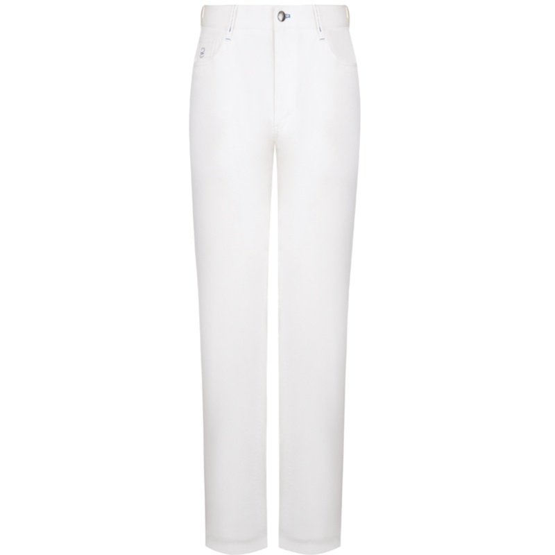 依文新款男士牛仔裤时尚修身男裤休闲牛仔裤乳白色休闲裤EB570075