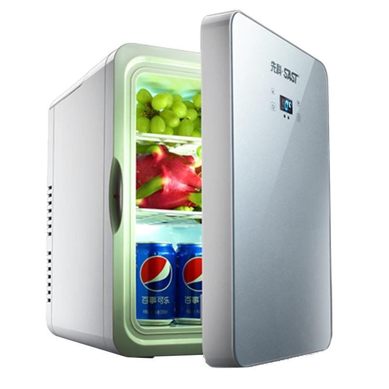 先科(SAST)22L迷你小冰箱双制冷车载微小型宿舍二人世界车家两用单门式 双核数显金色玻璃门