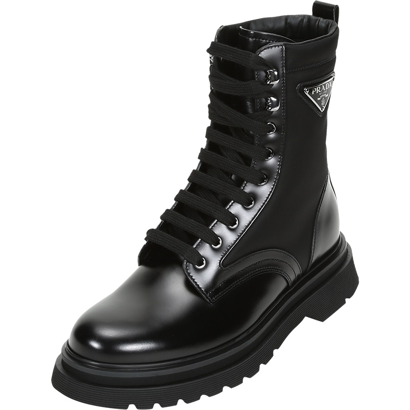 PRADA 普拉达 男士 织物配皮系带靴子短靴 2UE011 3L09