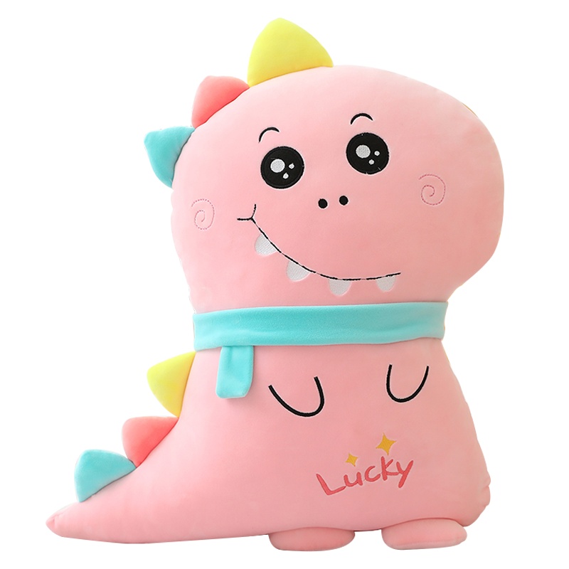 鸱吻恐龙毛绒玩具ins网红抱枕可爱布娃娃睡觉女孩生日礼物送闺蜜女友(40cm 粉色 手捂款)