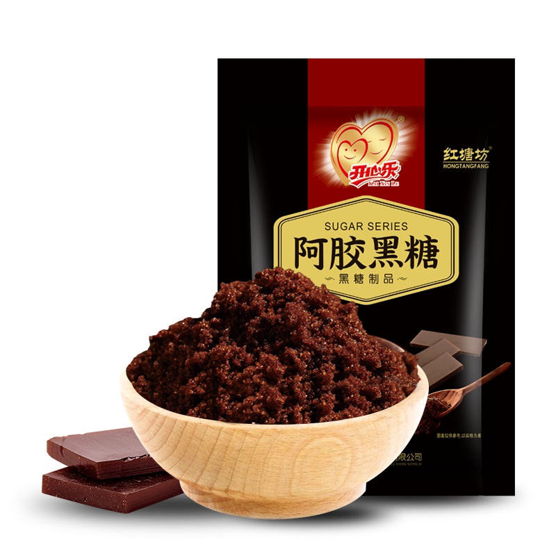 开心乐黑糖姜茶阿胶黑糖258g老土红糖农家手工甘蔗食糖姜汤