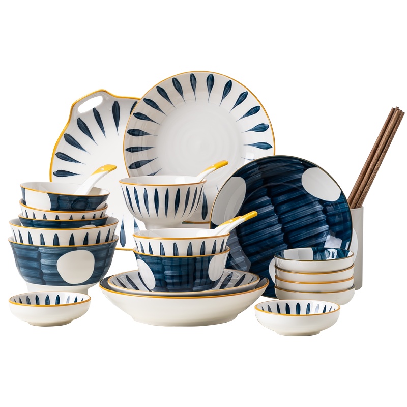 富昱景 碗碟套装家用网红日式餐具创意盘子饭碗汤面碗筷36件套组合