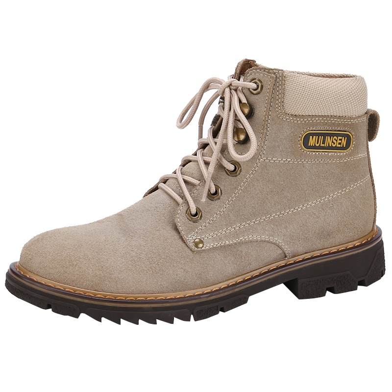 木林森马丁靴男秋季英伦潮流工装鞋高帮防滑耐磨男靴子反绒皮