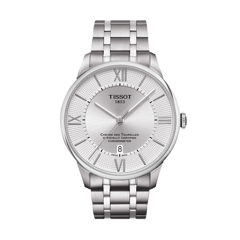 天梭(TISSOT)瑞士手表 银色表盘复古雅致背透男表 杜鲁尔系列钢带男士机械表T099.408.11.038.00