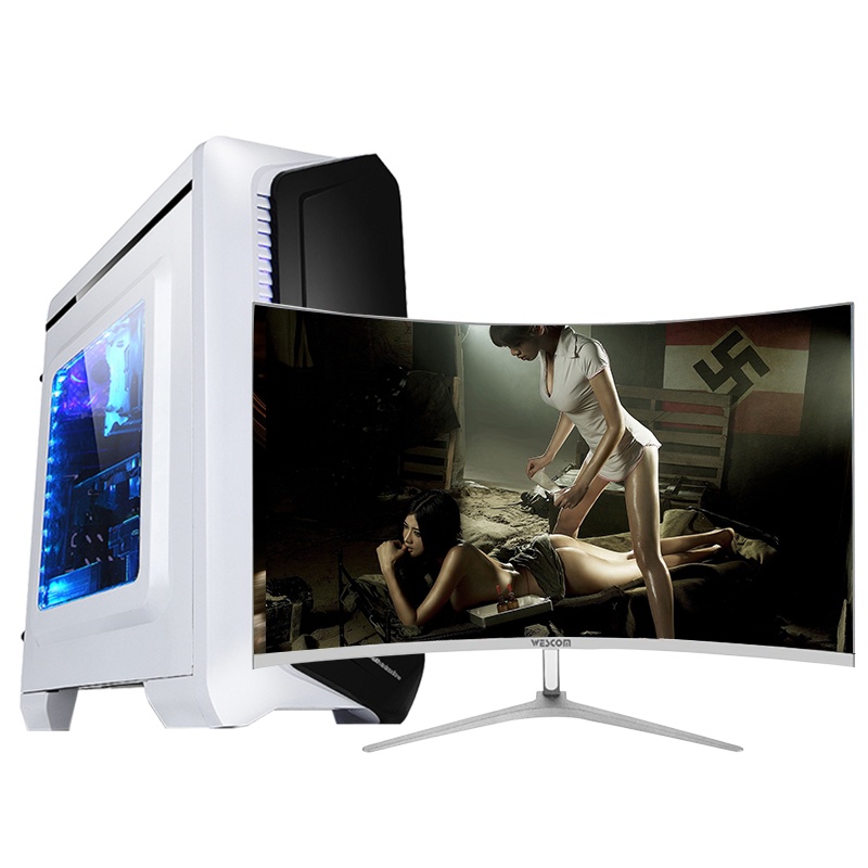 世纪之星 AMD850四核/GTX1050 D5独显/8G内存/256GB固态 家用办公商务娱乐影音LOL游戏电脑 组装机 台式电脑 台式机 电脑主机+32英寸曲面显示器全套