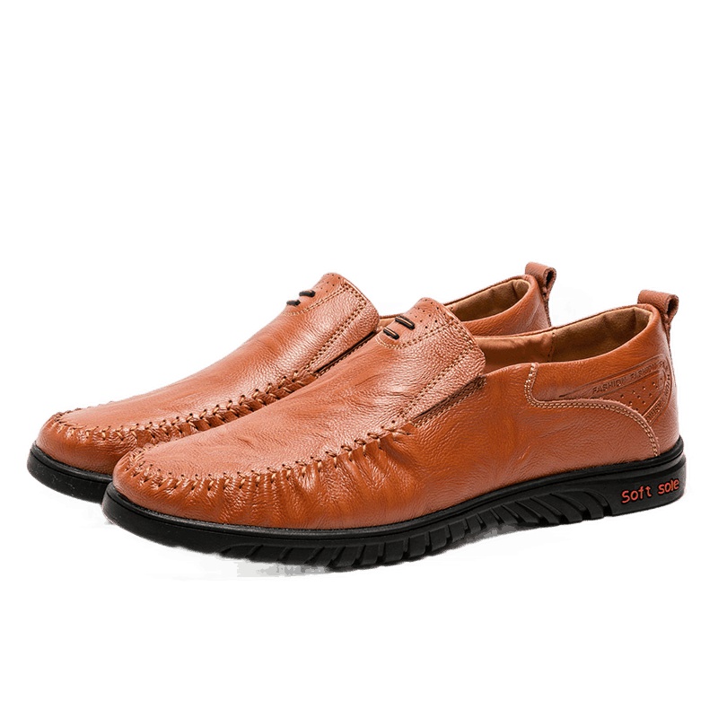 策乐(cele)皮鞋男软底舒适商务休闲鞋一脚蹬爸爸鞋真皮牛皮男鞋透气DP-A1858